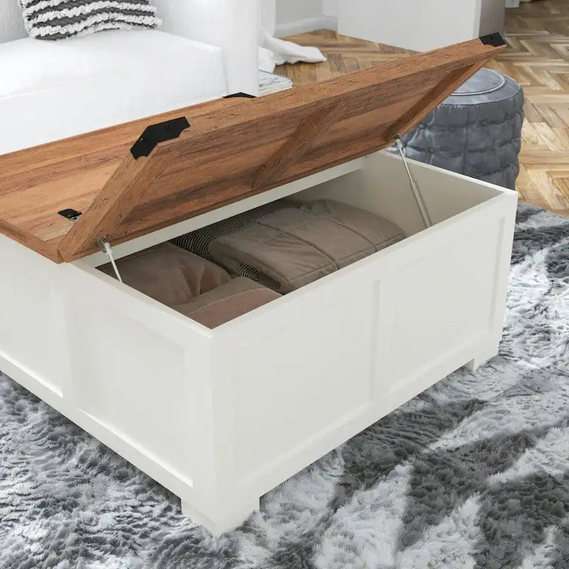 Farmhouse Lift-Top Coffee Table with Storage, Engineered Wood