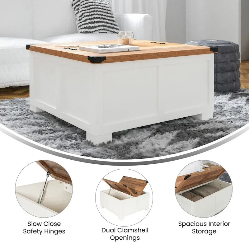 Farmhouse Lift-Top Coffee Table with Storage, Engineered Wood