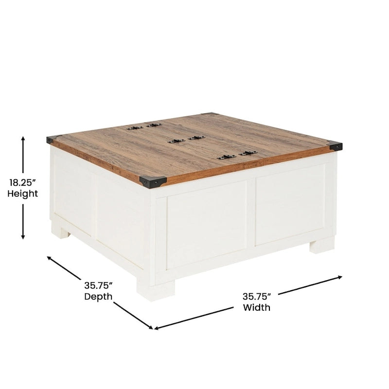 Farmhouse Lift-Top Coffee Table with Storage, Engineered Wood