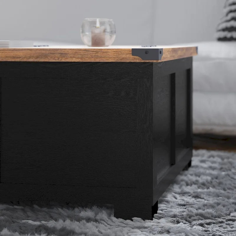 Farmhouse Lift-Top Coffee Table with Storage, Engineered Wood