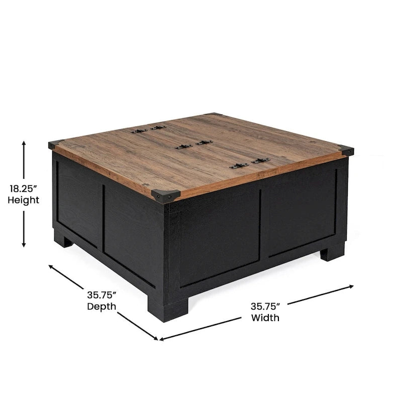 Farmhouse Lift-Top Coffee Table with Storage, Engineered Wood