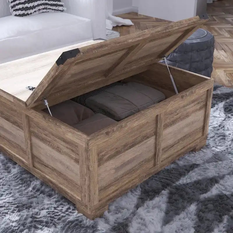 Farmhouse Lift-Top Coffee Table with Storage, Engineered Wood