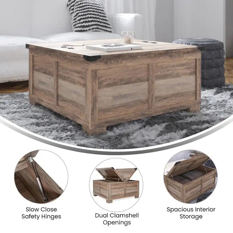 Farmhouse Lift-Top Coffee Table with Storage, Engineered Wood