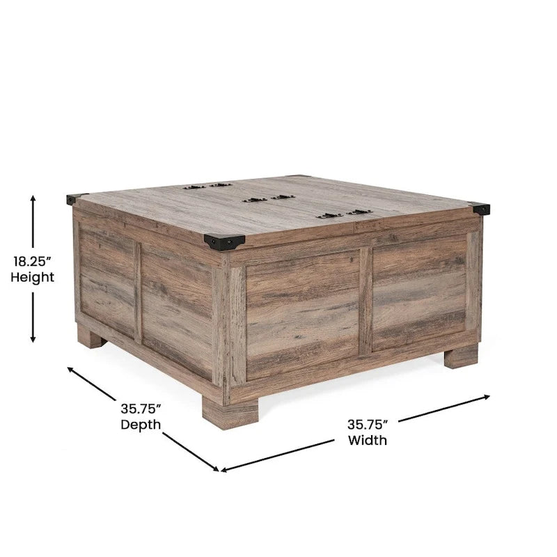 Farmhouse Lift-Top Coffee Table with Storage, Engineered Wood