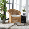 SAFAVIEH Adline Rattan Honey Brown Accent Chair with Cushion - 29.9 W x 25.6 L x 31.5 H - 30Wx26Dx32H