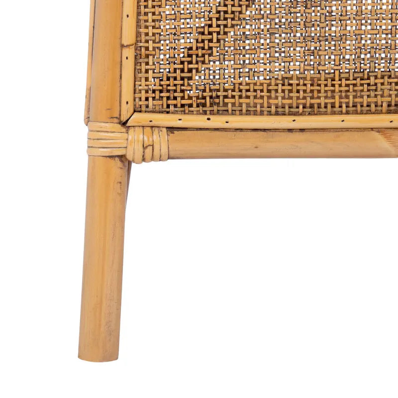 Rattan Accent Chair with Cushion, Honey Brown Bamboo Frame