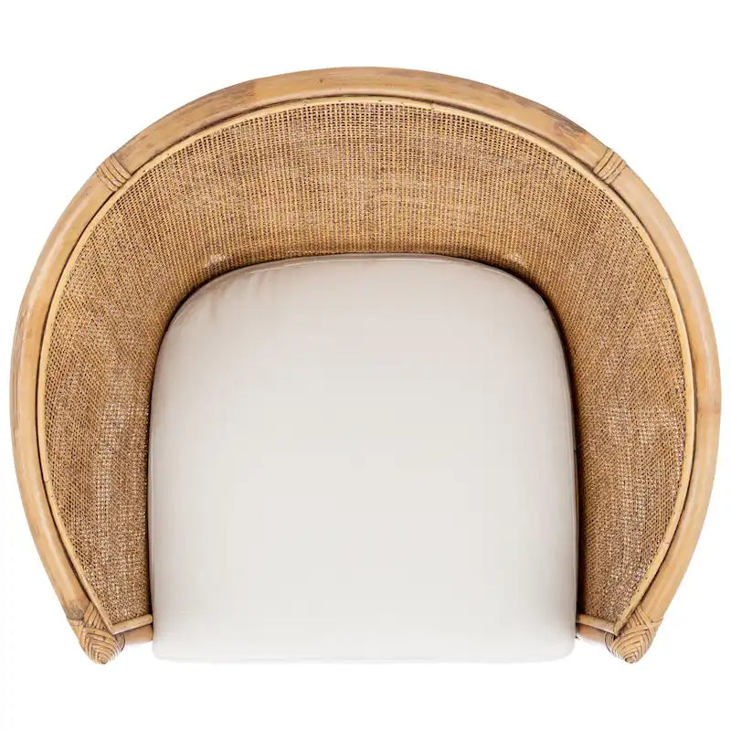 Rattan Accent Chair with Cushion, Honey Brown Bamboo Frame