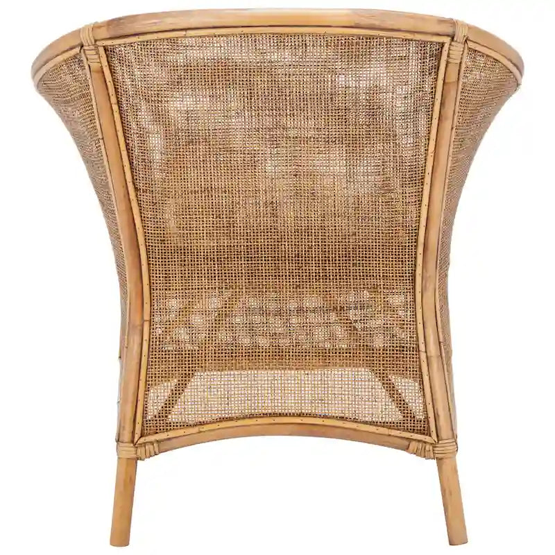 Rattan Accent Chair with Cushion, Honey Brown Bamboo Frame