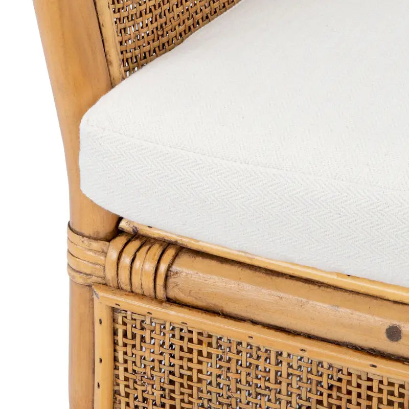 Rattan Accent Chair with Cushion, Honey Brown Bamboo Frame