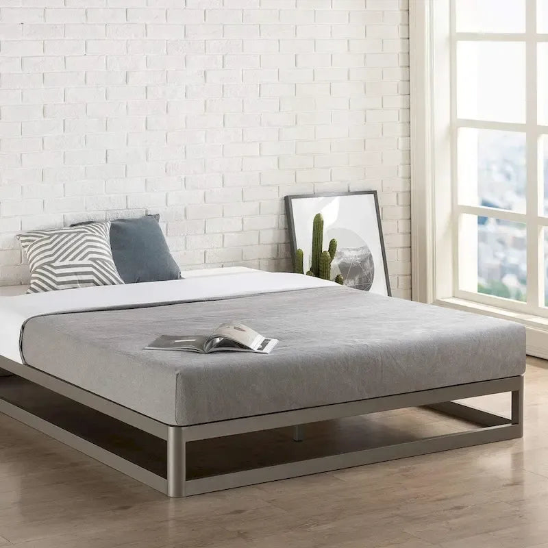 Queen Size Low Profile Metal Platform Bed Frame, No Box Spring Needed