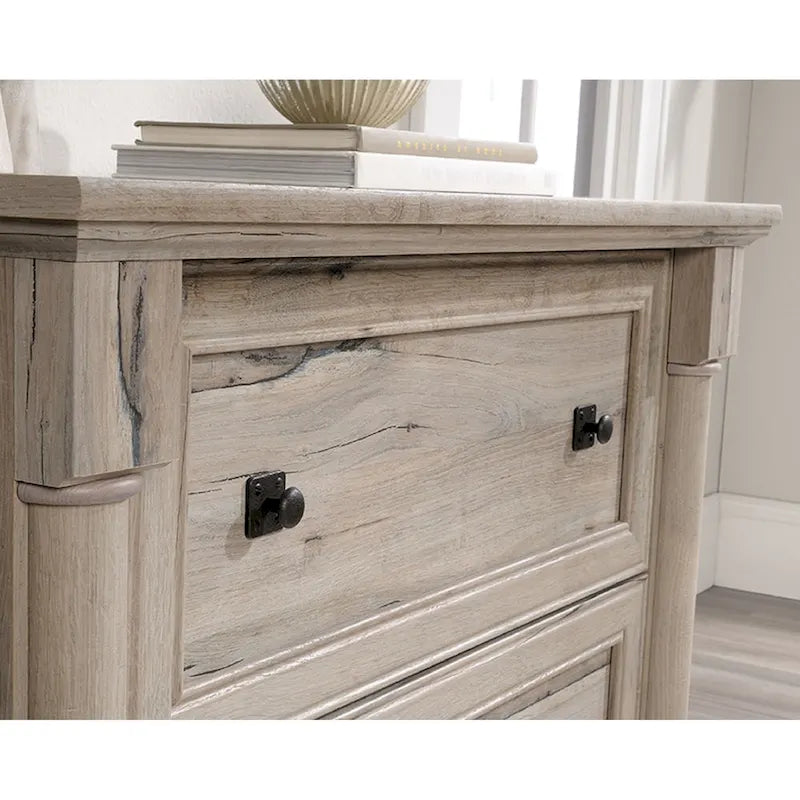 2-Drawer Lateral File Cabinet with Oak Finish and Full Extension Slides