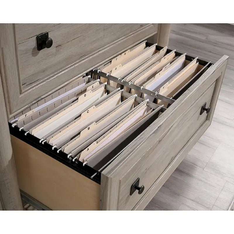 2-Drawer Lateral File Cabinet with Oak Finish and Full Extension Slides