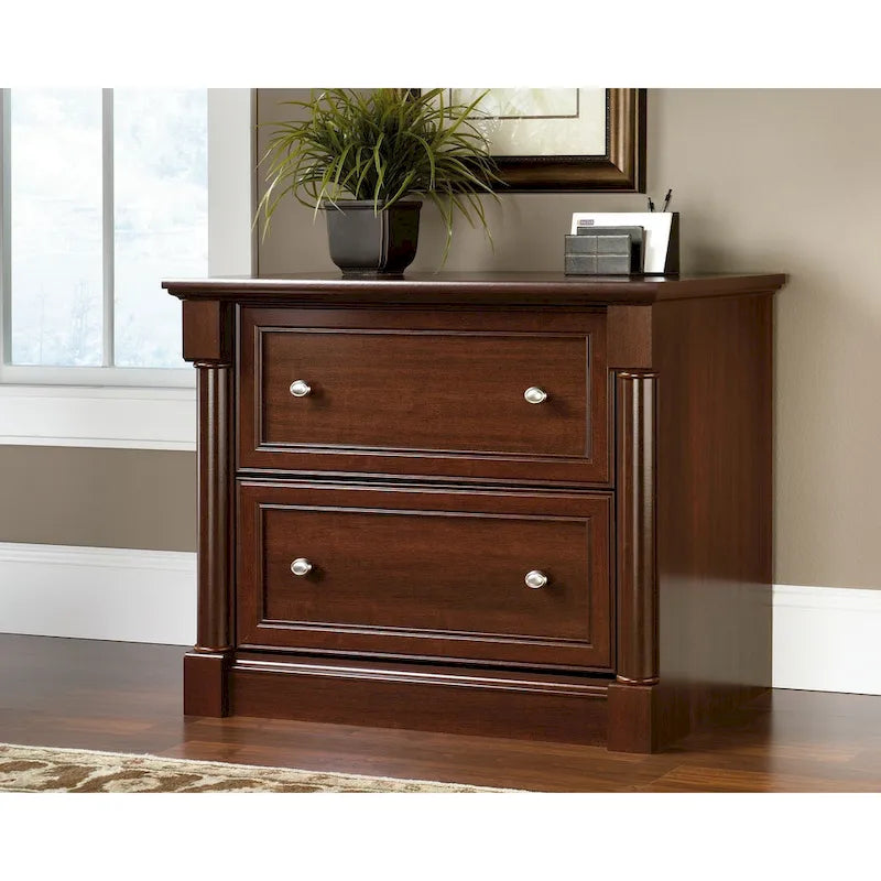 2-Drawer Lateral File Cabinet with Oak Finish and Full Extension Slides