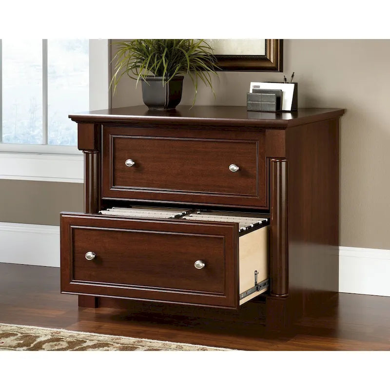 2-Drawer Lateral File Cabinet with Oak Finish and Full Extension Slides