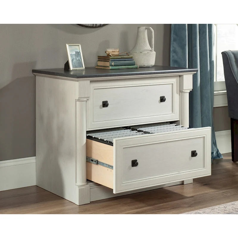 2-Drawer Lateral File Cabinet with Oak Finish and Full Extension Slides