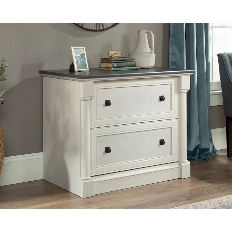 2-Drawer Lateral File Cabinet with Oak Finish and Full Extension Slides