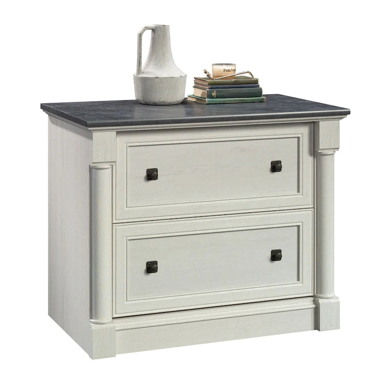 2-Drawer Lateral File Cabinet with Oak Finish and Full Extension Slides