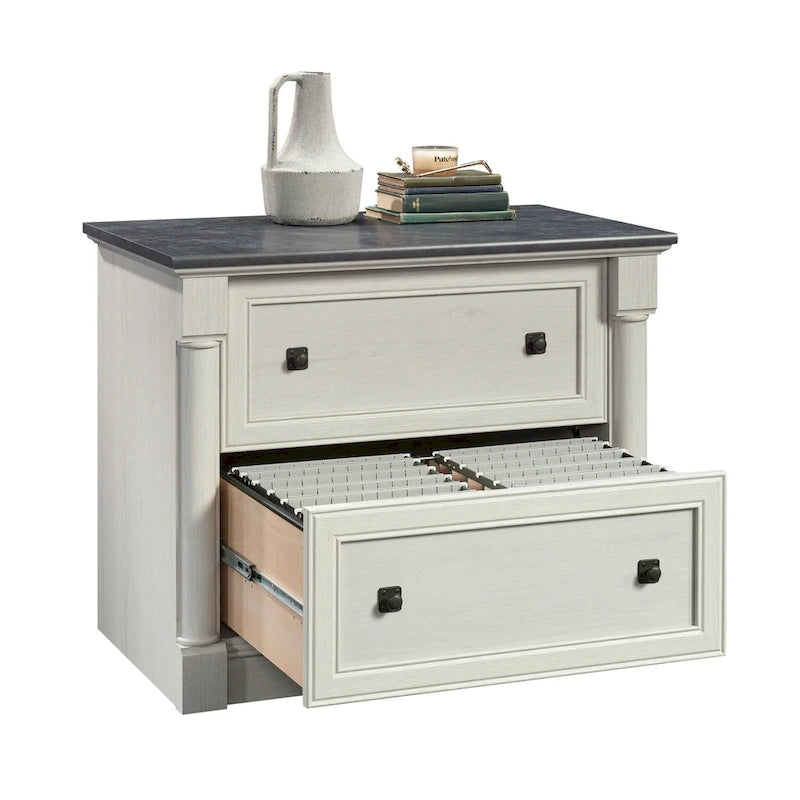 2-Drawer Lateral File Cabinet with Oak Finish and Full Extension Slides