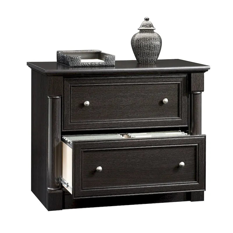 2-Drawer Lateral File Cabinet with Oak Finish and Full Extension Slides