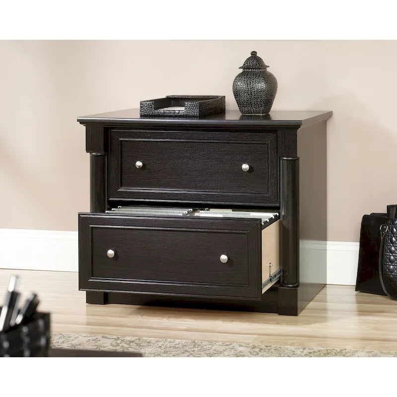 2-Drawer Lateral File Cabinet with Oak Finish and Full Extension Slides