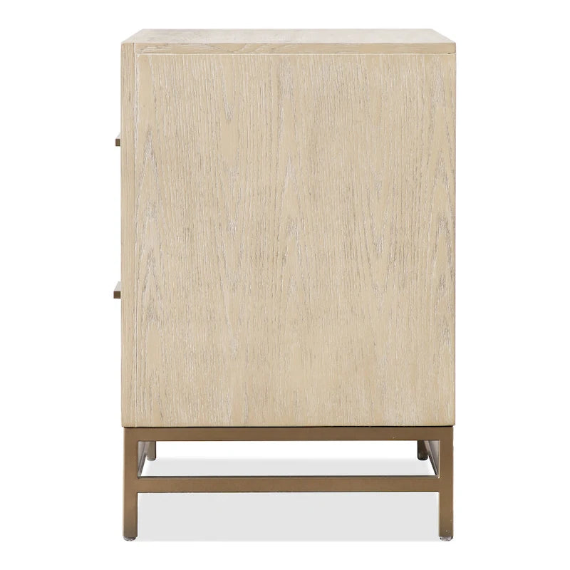 Solid Wood 2-Drawer Nightstand with Gold Legs and Cedar Base, Set of 2