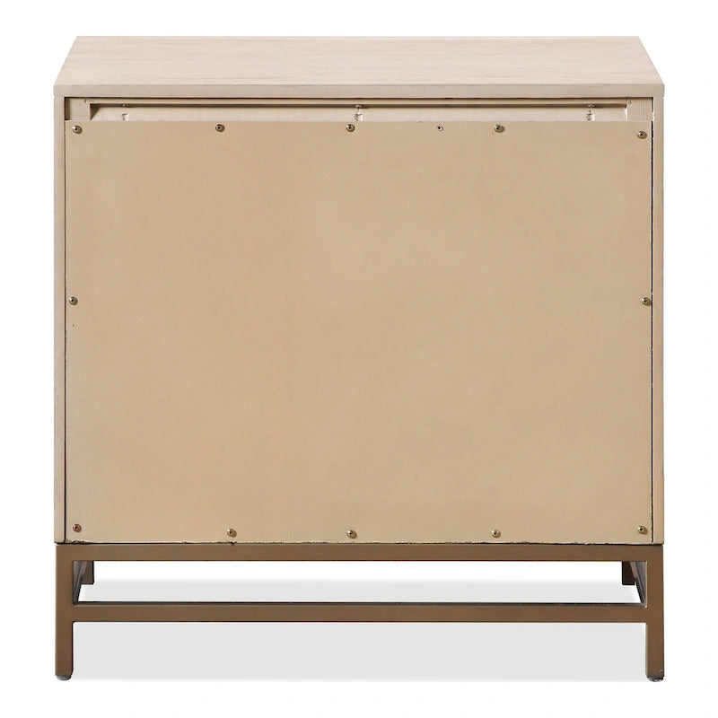 Solid Wood 2-Drawer Nightstand with Gold Legs and Cedar Base, Set of 2