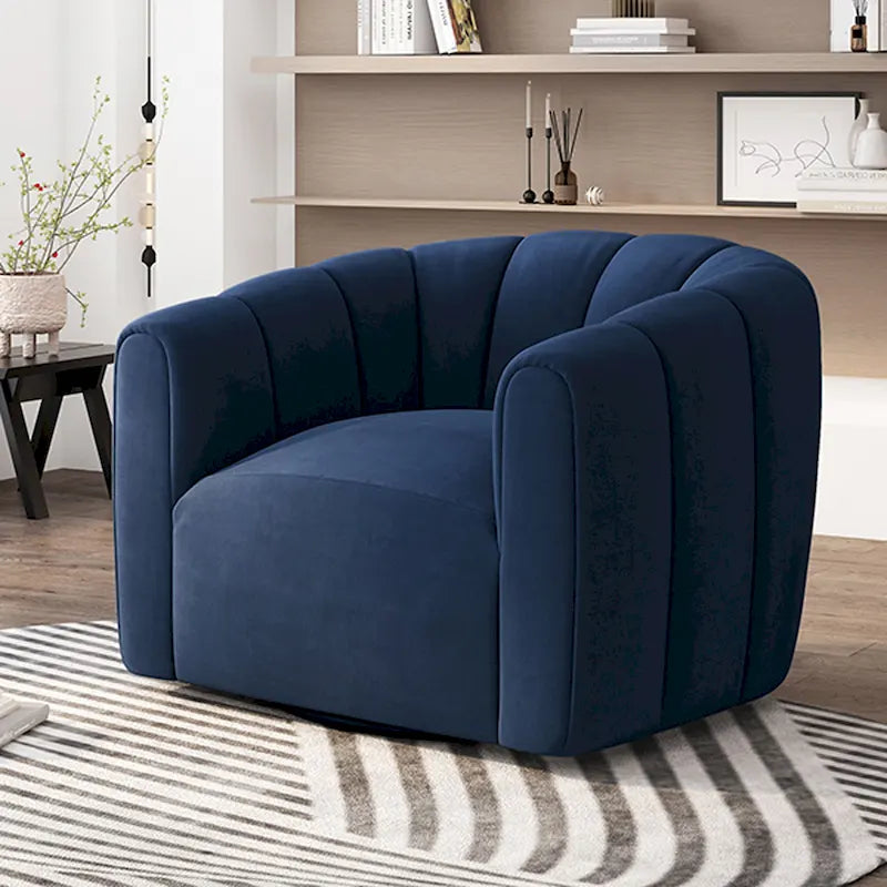 Modern Boucle Fabric 360-Degree Swivel Club Chair