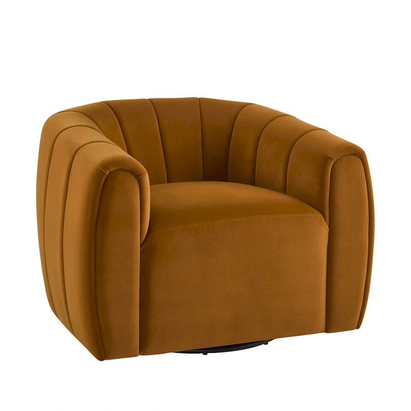 Modern Boucle Fabric 360-Degree Swivel Club Chair