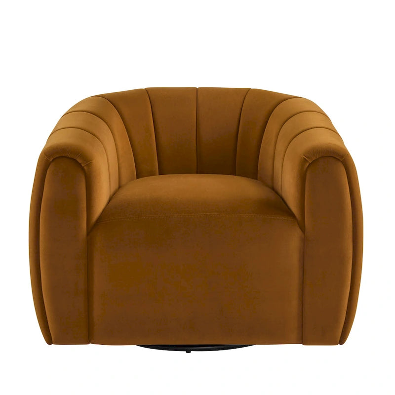 Modern Boucle Fabric 360-Degree Swivel Club Chair