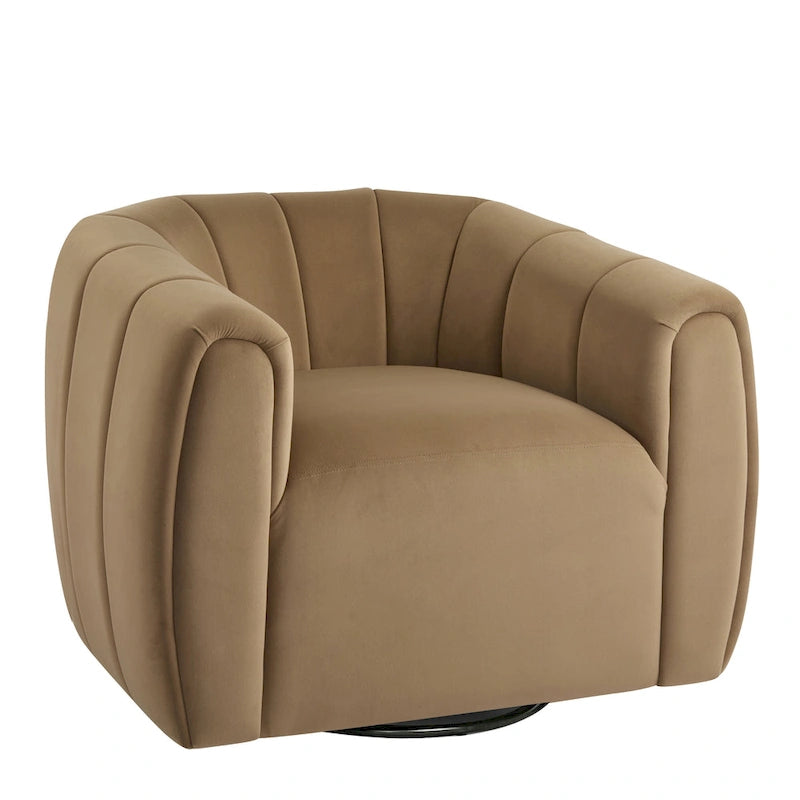 Modern Boucle Fabric 360-Degree Swivel Club Chair