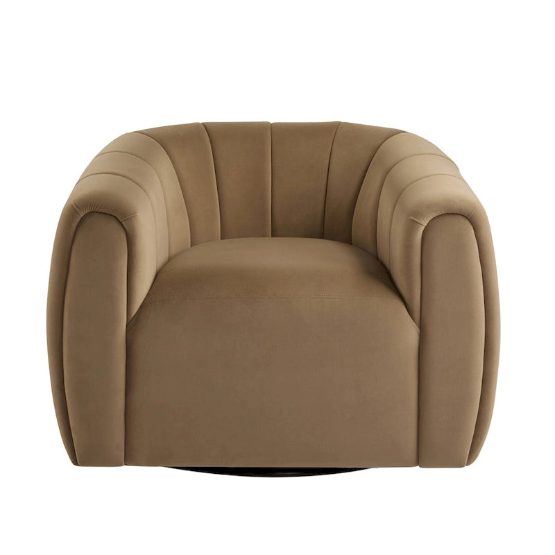 Modern Boucle Fabric 360-Degree Swivel Club Chair