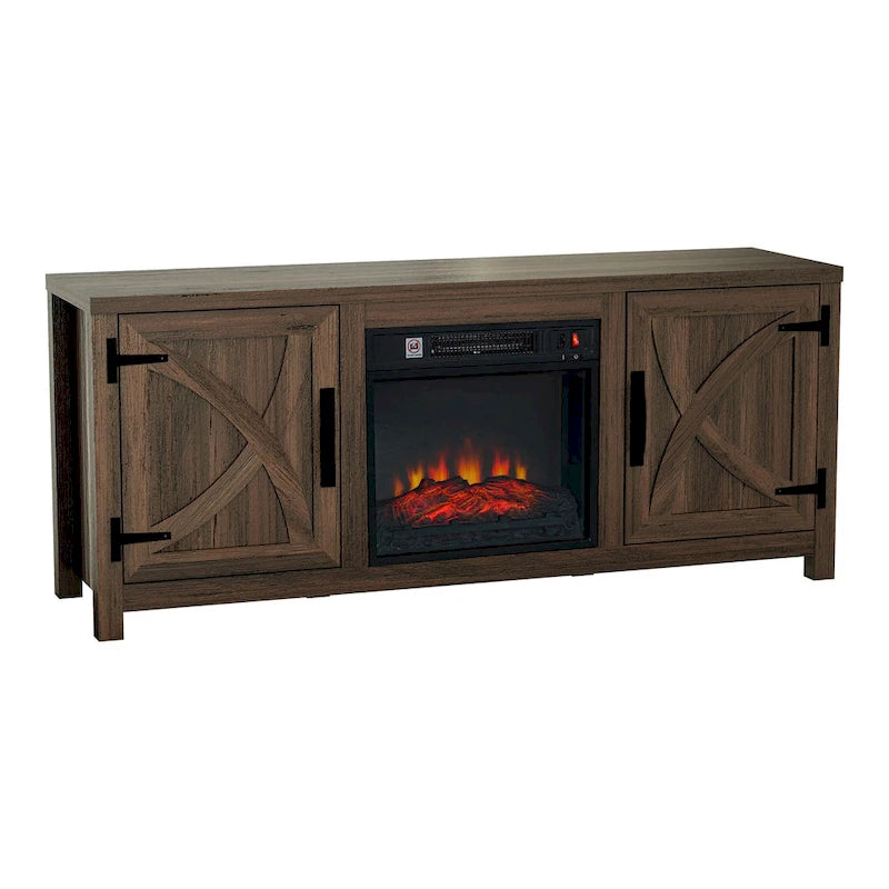 58-Inch Farmhouse TV Stand with Built-In Electric Fireplace
