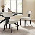 Modern Armless Fabric Dining Chair with Wood Legs, Set of 2