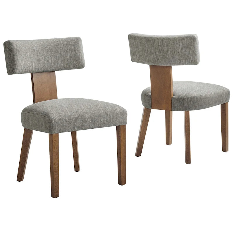 Modern Armless Fabric Dining Chair with Wood Legs, Set of 2