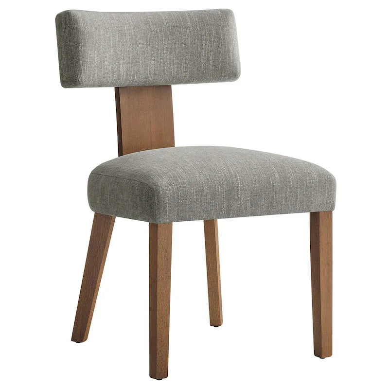 Modern Armless Fabric Dining Chair with Wood Legs, Set of 2