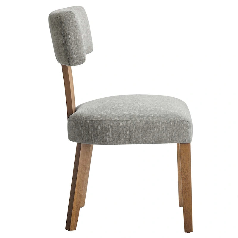 Modern Armless Fabric Dining Chair with Wood Legs, Set of 2