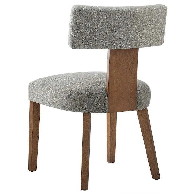 Modern Armless Fabric Dining Chair with Wood Legs, Set of 2