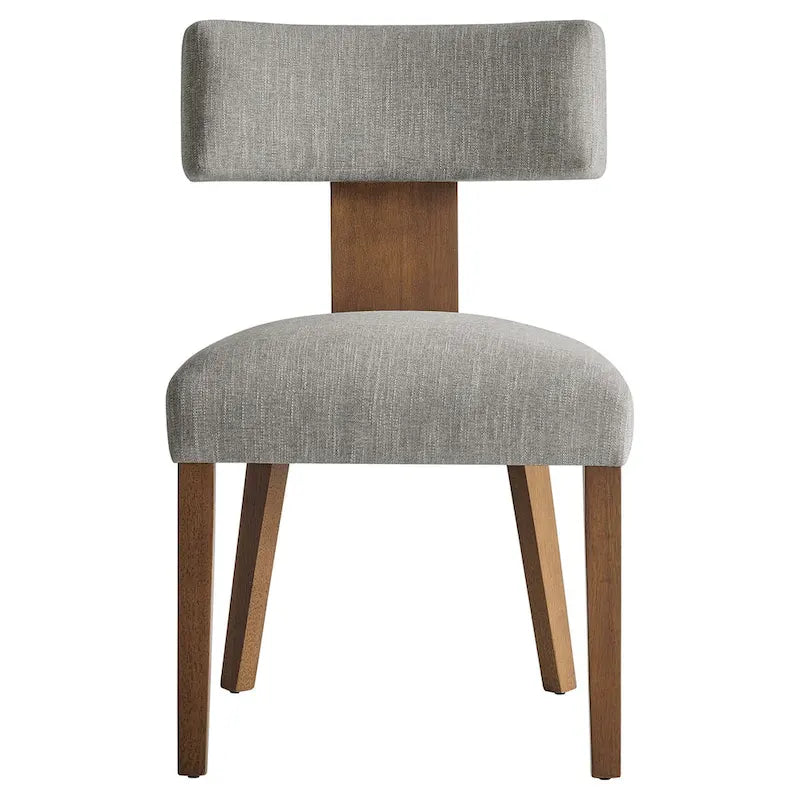 Modern Armless Fabric Dining Chair with Wood Legs, Set of 2