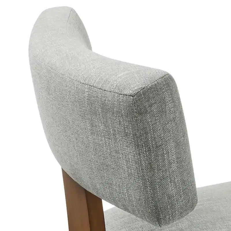 Modern Armless Fabric Dining Chair with Wood Legs, Set of 2