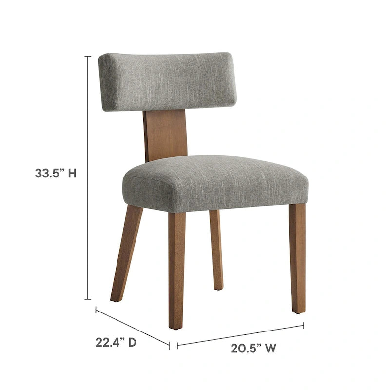 Modern Armless Fabric Dining Chair with Wood Legs, Set of 2