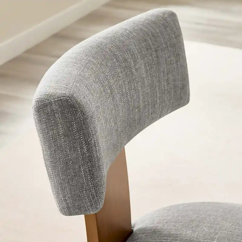 Modern Armless Fabric Dining Chair with Wood Legs, Set of 2