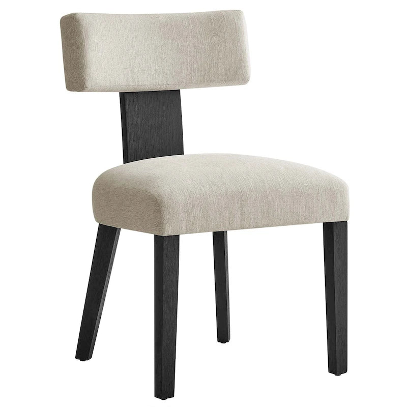 Modern Armless Fabric Dining Chair with Wood Legs, Set of 2