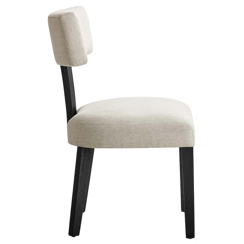 Modern Armless Fabric Dining Chair with Wood Legs, Set of 2