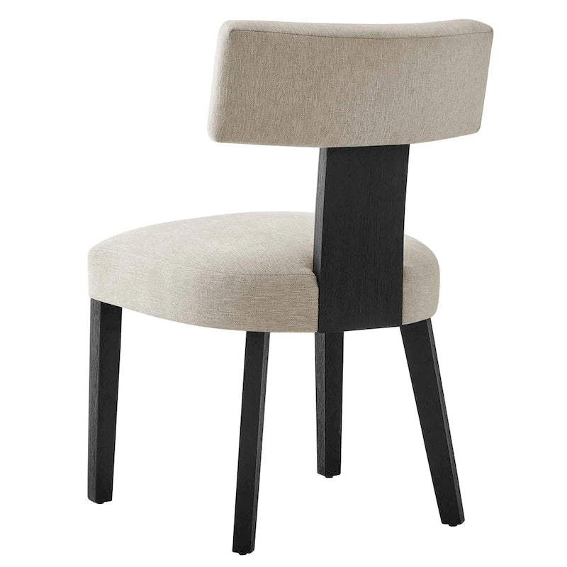 Modern Armless Fabric Dining Chair with Wood Legs, Set of 2