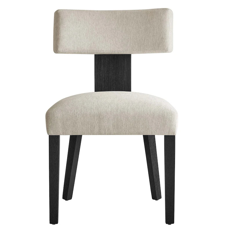 Modern Armless Fabric Dining Chair with Wood Legs, Set of 2