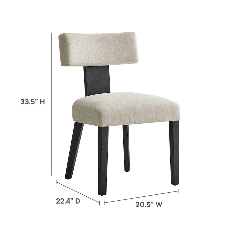 Modern Armless Fabric Dining Chair with Wood Legs, Set of 2