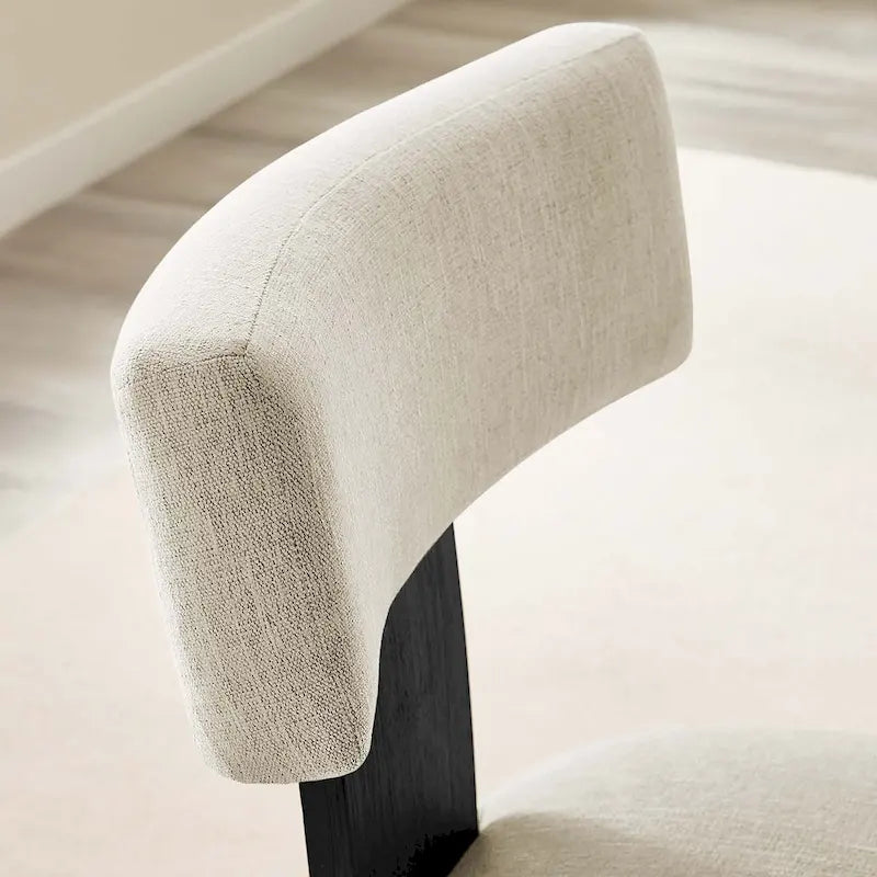 Modern Armless Fabric Dining Chair with Wood Legs, Set of 2