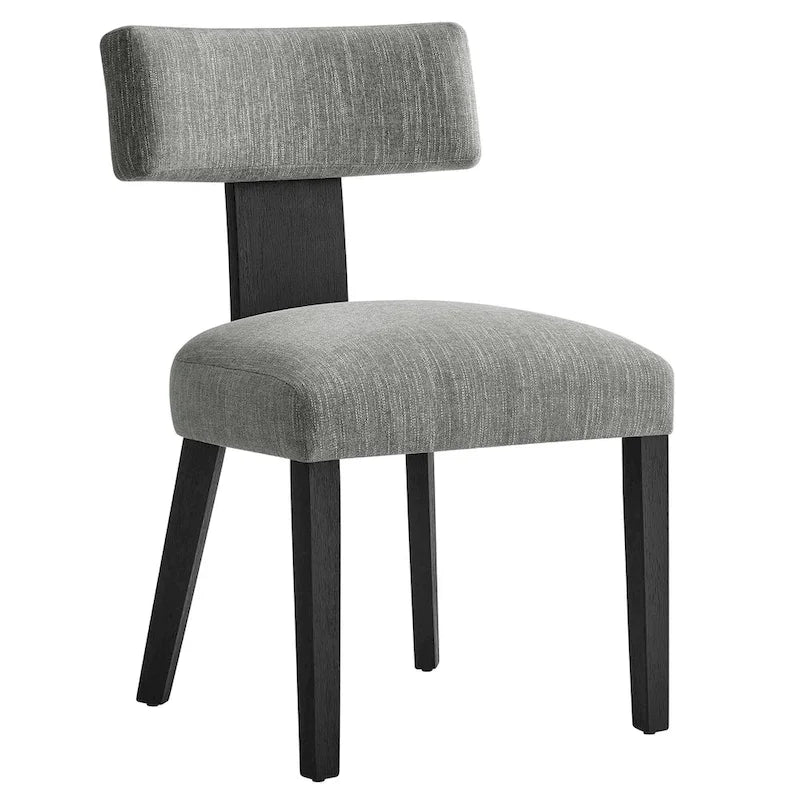 Modern Armless Fabric Dining Chair with Wood Legs, Set of 2