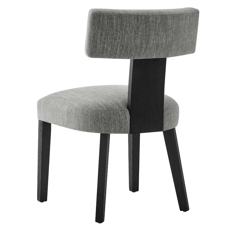 Modern Armless Fabric Dining Chair with Wood Legs, Set of 2