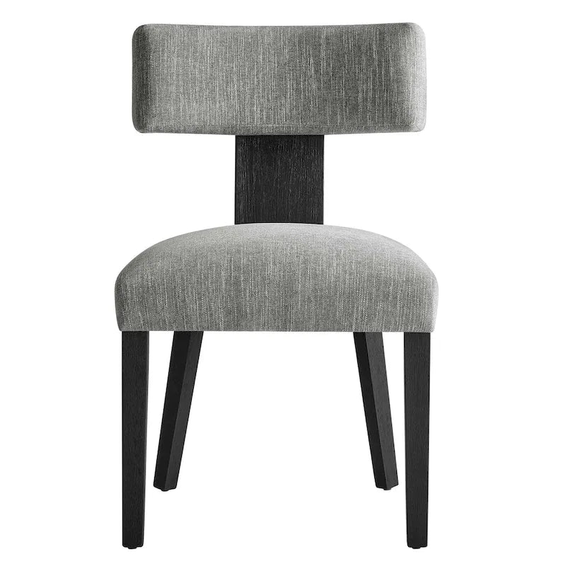 Modern Armless Fabric Dining Chair with Wood Legs, Set of 2